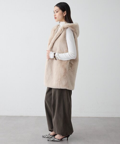 THE PAUSE（ザ ポーズ）の「＜WEB＆一部店舗限定＞【THE PAUSE】フェイクレッキスフードジレ（ベスト・レディース・アイボリー/グレイッシュベージュ・FREE）」の22枚目の写真