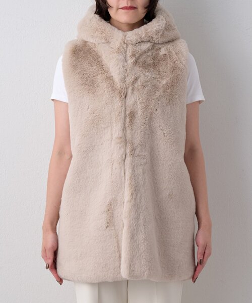 THE PAUSE（ザ ポーズ）の「＜WEB＆一部店舗限定＞【THE PAUSE】フェイクレッキスフードジレ（ベスト・レディース・アイボリー/グレイッシュベージュ・FREE）」の14枚目の写真