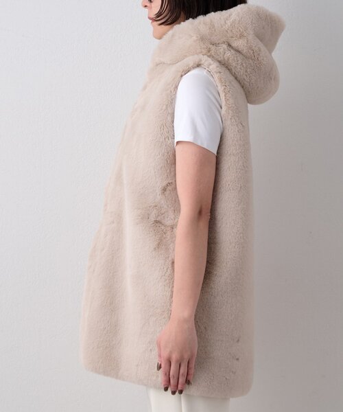 THE PAUSE（ザ ポーズ）の「＜WEB＆一部店舗限定＞【THE PAUSE】フェイクレッキスフードジレ（ベスト・レディース・アイボリー/グレイッシュベージュ・FREE）」の15枚目の写真