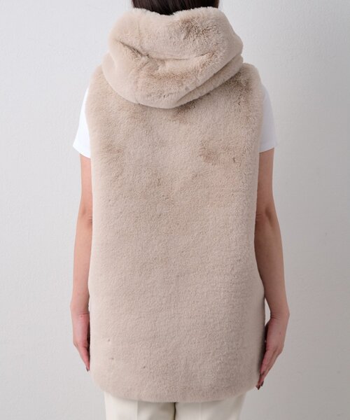 THE PAUSE（ザ ポーズ）の「＜WEB＆一部店舗限定＞【THE PAUSE】フェイクレッキスフードジレ（ベスト・レディース・アイボリー/グレイッシュベージュ・FREE）」の4枚目の写真