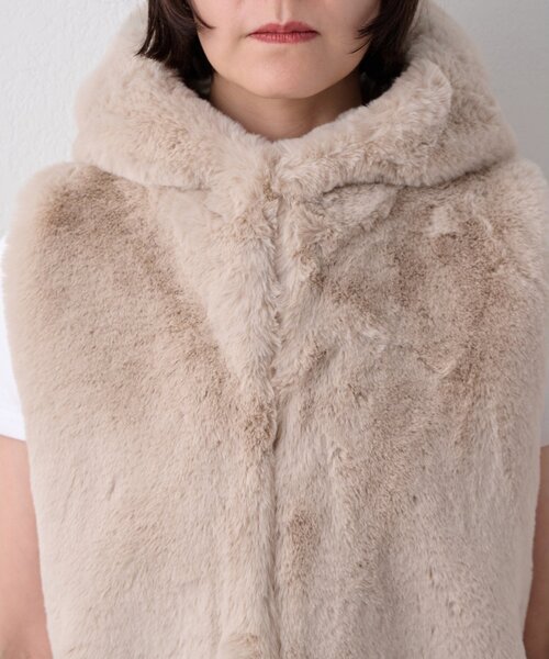 THE PAUSE（ザ ポーズ）の「＜WEB＆一部店舗限定＞【THE PAUSE】フェイクレッキスフードジレ（ベスト・レディース・アイボリー/グレイッシュベージュ・FREE）」の5枚目の写真