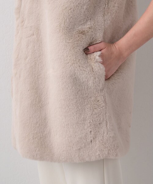 THE PAUSE（ザ ポーズ）の「＜WEB＆一部店舗限定＞【THE PAUSE】フェイクレッキスフードジレ（ベスト・レディース・アイボリー/グレイッシュベージュ・FREE）」の6枚目の写真