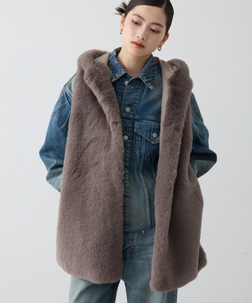 THE PAUSE（ザ ポーズ）の「＜WEB＆一部店舗限定＞【THE PAUSE】フェイクレッキスフードジレ（ベスト・レディース・アイボリー/グレイッシュベージュ・FREE）」の16枚目の写真