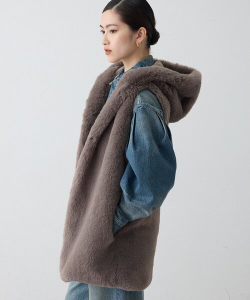 THE PAUSE（ザ ポーズ）の「＜WEB＆一部店舗限定＞【THE PAUSE】フェイクレッキスフードジレ（ベスト・レディース・アイボリー/グレイッシュベージュ・FREE）」の19枚目の写真