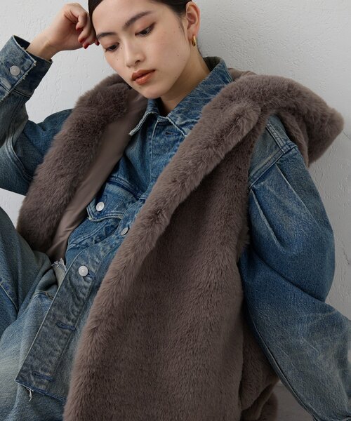 THE PAUSE（ザ ポーズ）の「＜WEB＆一部店舗限定＞【THE PAUSE】フェイクレッキスフードジレ（ベスト・レディース・アイボリー/グレイッシュベージュ・FREE）」の13枚目の写真