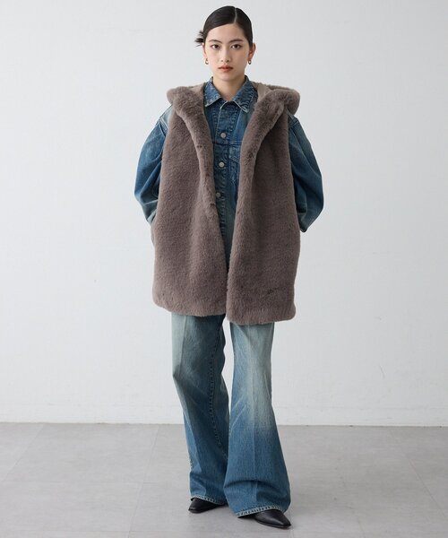 THE PAUSE（ザ ポーズ）の「＜WEB＆一部店舗限定＞【THE PAUSE】フェイクレッキスフードジレ（ベスト・レディース・アイボリー/グレイッシュベージュ・FREE）」の12枚目の写真