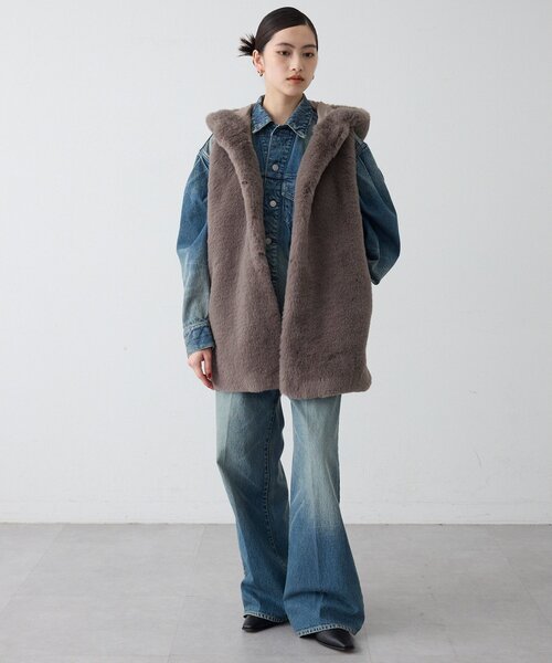 THE PAUSE（ザ ポーズ）の「＜WEB＆一部店舗限定＞【THE PAUSE】フェイクレッキスフードジレ（ベスト・レディース・アイボリー/グレイッシュベージュ・FREE）」の17枚目の写真