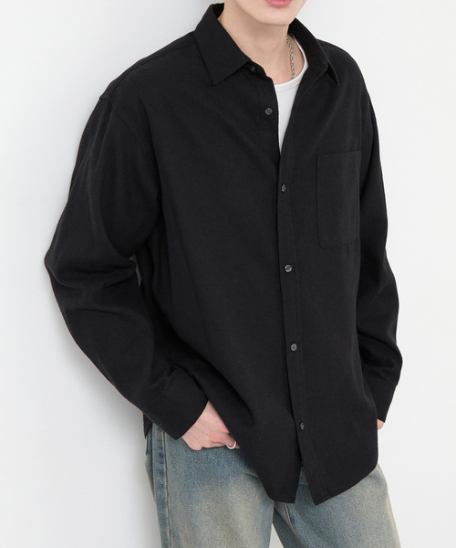 CIYOT(シヨウト)の「【CIYOT】ビエラ チェック / 無地 ルーズシルエット レギュラーカラーシャツ<保温>(シャツ/ブラウス・メンズ・ブラック/ダークネイビー/スミクロ/ブラウン/アイボリー/グリーン・L/M/S)」の3枚目の写真
