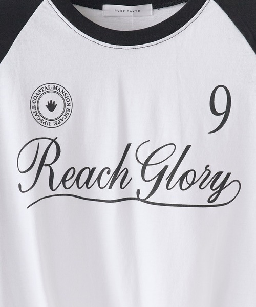 Chick(チック)の「Printed Design Raglan-Sleeve Cropped T-Shirt / プリントデザイン ラグランスリーブ クロップド丈Tシャツ スポーティ 韓国 2026年 夏 夏服 レディース(Tシャツ/カットソー・レディース・レッド/ブラック/ネイビー・FREE)」の9枚目の写真
