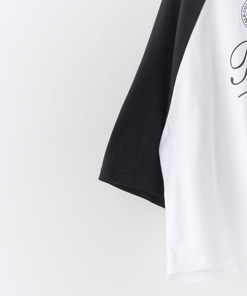 Chick(チック)の「Printed Design Raglan-Sleeve Cropped T-Shirt / プリントデザイン ラグランスリーブ クロップド丈Tシャツ スポーティ 韓国 2026年 夏 夏服 レディース(Tシャツ/カットソー・レディース・レッド/ブラック/ネイビー・FREE)」の5枚目の写真
