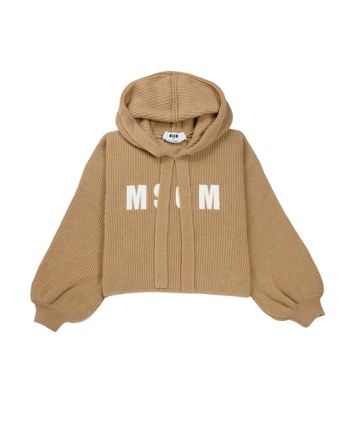 MSGM(エムエスジーエム)の「エンブロイダリー リブニットパーカー(ニット/セーター・レディース・ピンク/ブラウン/ベージュ・S)」の3枚目の写真
