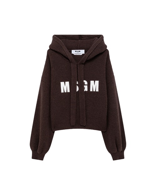 MSGM(エムエスジーエム)の「エンブロイダリー リブニットパーカー(ニット/セーター・レディース・ピンク/ブラウン/ベージュ・S)」の2枚目の写真