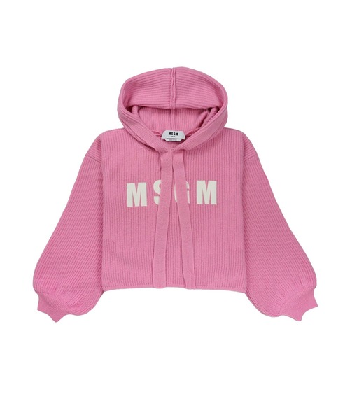 MSGM(エムエスジーエム)の「エンブロイダリー リブニットパーカー(ニット/セーター・レディース・ピンク/ブラウン/ベージュ・S)」の1枚目の写真