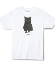 Moftique(モフティック) エントリーモデル 半袖Tシャツ アニマル 黒猫 キャット ペット インクジェットプリント 褪せ感 4.0オンス 薄手 トップス カットソー 夏 カジュアル メンズ レディース ユニセックス