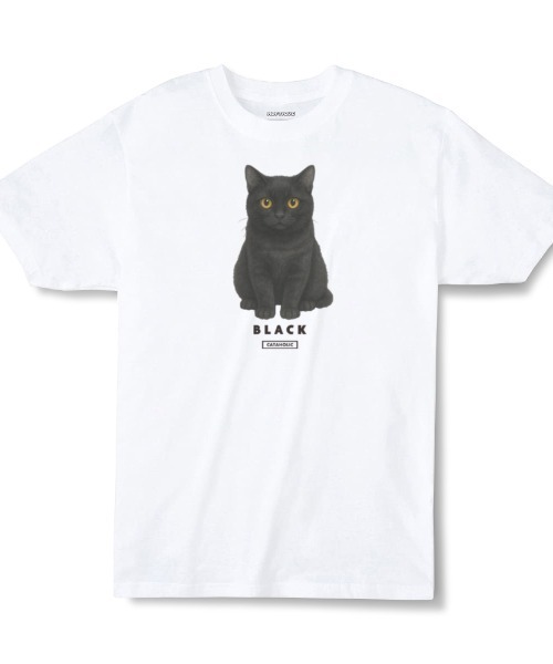 Moftique(モフティック)の「Moftique(モフティック) エントリーモデル 半袖Tシャツ アニマル 黒猫 キャット ペット インクジェットプリント 褪せ感 4.0オンス 薄手 トップス カットソー 夏 カジュアル メンズ レディース ユニセックス(Tシャツ/カットソー・メンズ・ホワイト・L)」の1枚目の写真