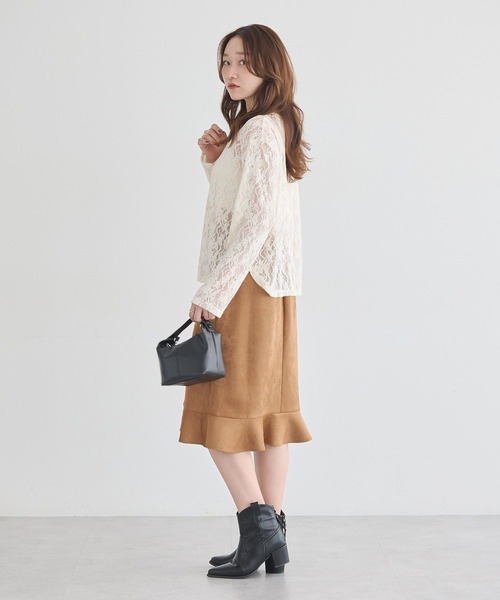 earth music&ecology（アースミュージックアンドエコロジー）の「レースヘンリープルオーバー（Tシャツ/カットソー・レディース・アイボリー/ブラック/ブラウン・FREE）」の10枚目の写真