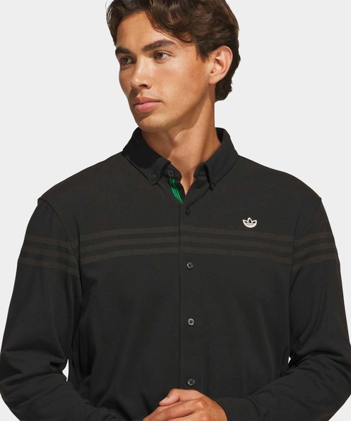 adidas（アディダス）の「Originals Twistknit Button Up Polo Shirt / オリジナルス ツイストニット ボタンアップ ポロシャツ【adidas Golf/アディダスゴルフ】（ポロシャツ・メンズ・ブラック・X-LARGE/SMALL/MEDIUM/LARGE/3XL/XX-LARGE）」の3枚目の写真