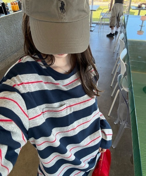 SHEPP(シープ)の「【26年秋冬新作】マルチボーダー ロングスリーブ Tシャツ(Tシャツ/カットソー・レディース・レッド/ブルー/ネイビー・F)」の1枚目の写真