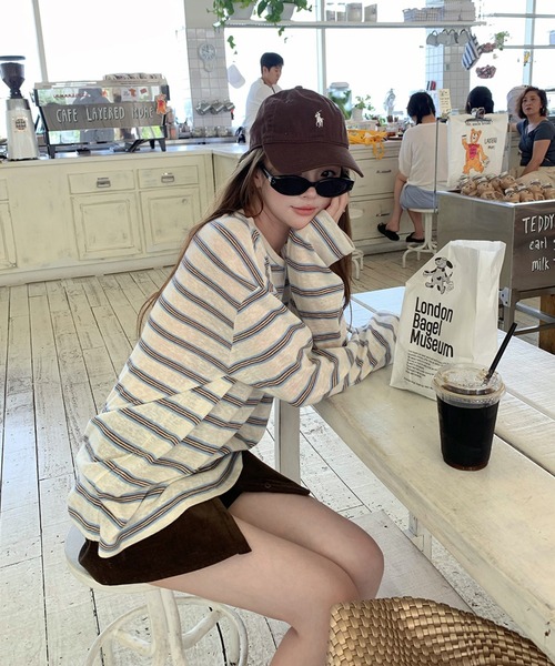 SHEPP(シープ)の「【26年秋冬新作】マルチボーダー ロングスリーブ Tシャツ(Tシャツ/カットソー・レディース・レッド/ブルー/ネイビー・F)」の10枚目の写真