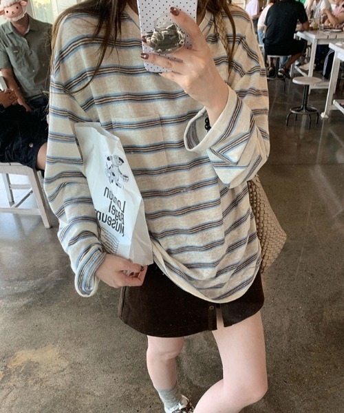 SHEPP(シープ)の「【26年秋冬新作】マルチボーダー ロングスリーブ Tシャツ(Tシャツ/カットソー・レディース・レッド/ブルー/ネイビー・F)」の12枚目の写真