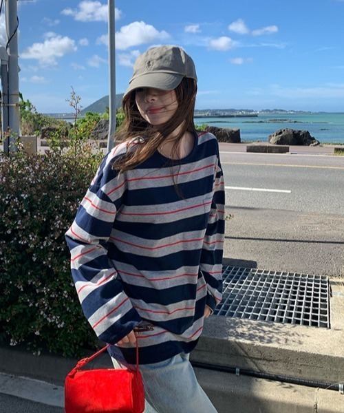 SHEPP(シープ)の「【26年秋冬新作】マルチボーダー ロングスリーブ Tシャツ(Tシャツ/カットソー・レディース・レッド/ブルー/ネイビー・F)」の14枚目の写真