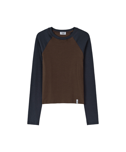 MELLOTORY(メロートリー)の「ツートーンラグランTシャツ (2色)(Tシャツ/カットソー・レディース・ブラウン/レモンイエロー・FREE)」の2枚目の写真