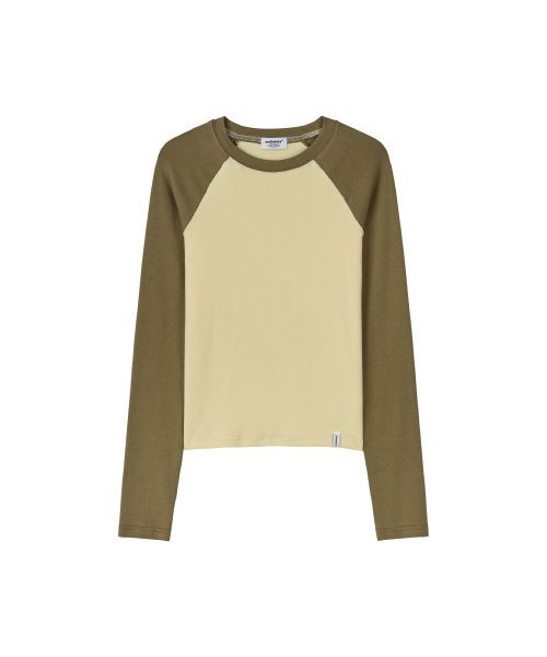 MELLOTORY(メロートリー)の「ツートーンラグランTシャツ (2色)(Tシャツ/カットソー・レディース・ブラウン/レモンイエロー・FREE)」の5枚目の写真