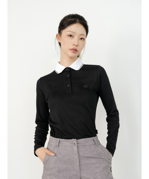 NITINA（ニティナ）の「エアロフィット 長袖襟付きTシャツ BK（Tシャツ/カットソー・レディース・ブラック・SMALL/MEDIUM）」の2枚目の写真