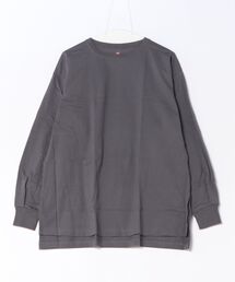 【HANES/ヘインズ】【ヘビーウェイト(肉厚)のコットン100%生地を使用】1P BEEFY-T for HER ボリュームスリーブTシャツ 長袖 無地 シンプル タフ サイドスリット 華奢見え タグレス仕様