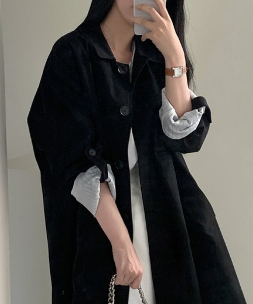 FAVORITO(ファヴォリート)の「襟付きシングルブレストジャケット(その他アウター・レディース・ベージュ/ブラック・F)」の6枚目の写真