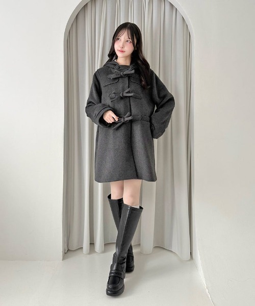 F i.n.t（フィント）の「リボン釦ダッフルコート/fint フィント（ダッフルコート・レディース・ブルーグレー/グレー/レッド・FREE）」の8枚目の写真
