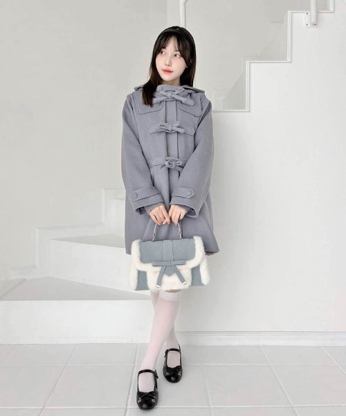 F i.n.t（フィント）の「リボン釦ダッフルコート/fint フィント（ダッフルコート・レディース・ブルーグレー/グレー/レッド・FREE）」の14枚目の写真