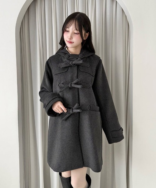 F i.n.t（フィント）の「リボン釦ダッフルコート/fint フィント（ダッフルコート・レディース・ブルーグレー/グレー/レッド・FREE）」の9枚目の写真