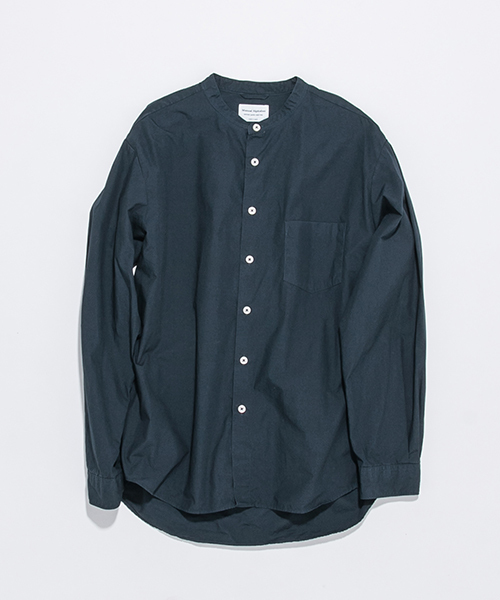 マニュアルアルファベット Loose fit 黒 バンドカラーシャツ LOOSE FIT BAND COLLAR SHT 2 – MANUAL ALPHABET ONLINE STORE