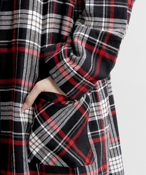 WEGO(ウィゴー)の「WEGO/チェックネルロングガウン(チェスターコート・レディース・ブラック系その他/レッド系その他/グリーン系その他/ブラウン系その他・FREE)」の9枚目の写真