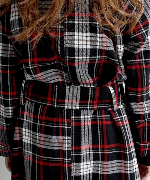 WEGO(ウィゴー)の「WEGO/チェックネルロングガウン(チェスターコート・レディース・ブラック系その他/レッド系その他/グリーン系その他/ブラウン系その他・FREE)」の10枚目の写真