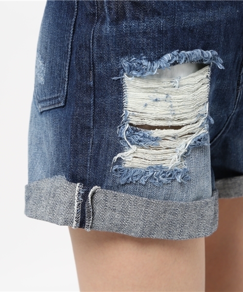 VENCEEXCHANGE（ヴァンスエクスチェンジ）の「ポンポン付きデニムダメージショートパンツ（デニムパンツ・レディース・ブルー・MEDIUM/SMALL）」の8枚目の写真