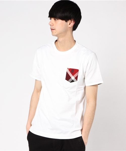 BLACK LABEL CRESTBRIDGE（ブラックレーベル・クレストブリッジ）の「クレストブリッジチェックポケットＴ（Tシャツ/カットソー・メンズ・ネイビー/ダークブルー/ピンク/レッド/ライトグレー/ブラック/オフホワイト/グレー/ダークネイビー/ブルー・LL/L/M/S）」の2枚目の写真