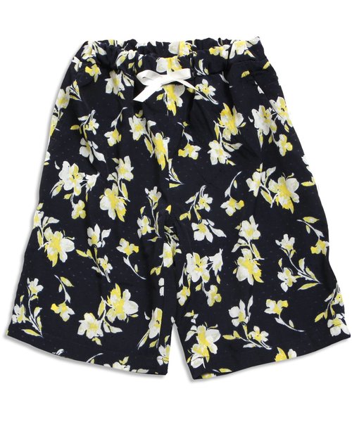 apres les cours（アプレレクール）の「花柄ワイドパンツ 7分丈（その他パンツ・キッズ・ネイビー/オフホワイト/ピンク・140/100/120/130/80/90/110）」の2枚目の写真