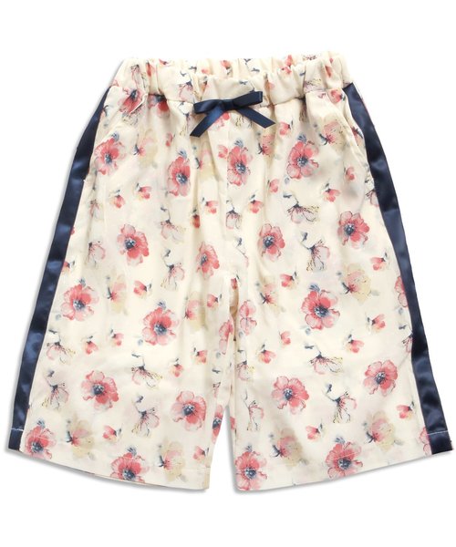 apres les cours（アプレレクール）の「花柄ワイドパンツ 7分丈（その他パンツ・キッズ・ネイビー/オフホワイト/ピンク・140/100/120/130/80/90/110）」の3枚目の写真