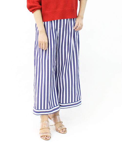 セール Blue Stripe Cropped Pants ブルーストライプガウチョパンツ その他パンツ Dresslave ドレスレイブ のファッション通販 Zozotown