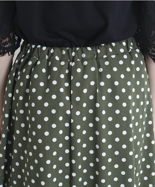 MERLOT（メルロー）の「ドット柄フレアスカート1086（スカート・レディース・ネイビー/ブラック/カーキ・FREE）」の9枚目の写真