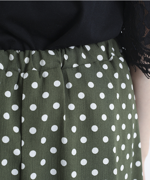 MERLOT（メルロー）の「ドット柄フレアスカート1086（スカート・レディース・ネイビー/ブラック/カーキ・FREE）」の10枚目の写真