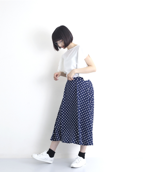 MERLOT（メルロー）の「ドット柄フレアスカート1086（スカート・レディース・ネイビー/ブラック/カーキ・FREE）」の13枚目の写真