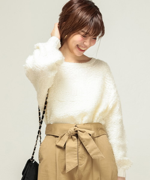 natural couture（ナチュラルクチュール）の「ループ編みプルオーバー（ニット/セーター・レディース・アイボリー/ピンク/ブラック・FREE）」の11枚目の写真