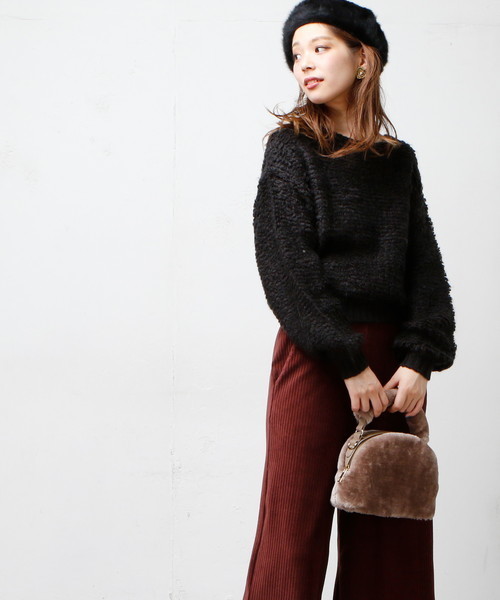 natural couture（ナチュラルクチュール）の「ループ編みプルオーバー（ニット/セーター・レディース・アイボリー/ピンク/ブラック・FREE）」の14枚目の写真