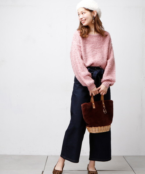 natural couture（ナチュラルクチュール）の「ループ編みプルオーバー（ニット/セーター・レディース・アイボリー/ピンク/ブラック・FREE）」の15枚目の写真