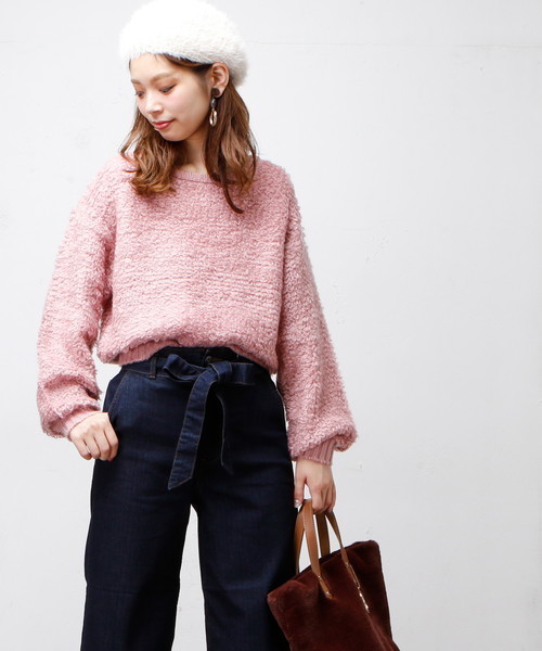 natural couture（ナチュラルクチュール）の「ループ編みプルオーバー（ニット/セーター・レディース・アイボリー/ピンク/ブラック・FREE）」の16枚目の写真