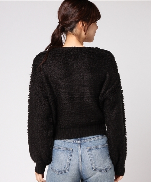 natural couture（ナチュラルクチュール）の「ループ編みプルオーバー（ニット/セーター・レディース・アイボリー/ピンク/ブラック・FREE）」の4枚目の写真