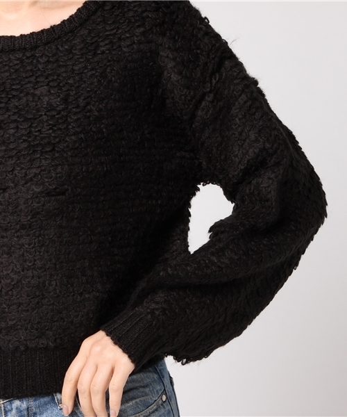 natural couture（ナチュラルクチュール）の「ループ編みプルオーバー（ニット/セーター・レディース・アイボリー/ピンク/ブラック・FREE）」の5枚目の写真